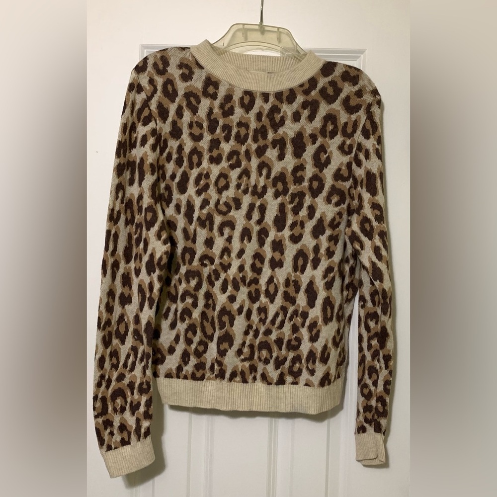 Crew S Animal Print Sweater A New Day Long Sleeves Tan